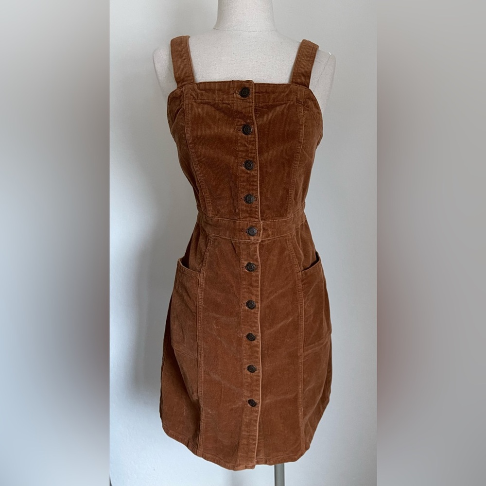 Brown Corduroy Button-Down Dress